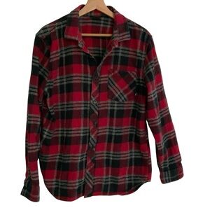 Vans Off The Wall Flannel Shirt Mens Med  Red Black Plaid Long Sleeve Button